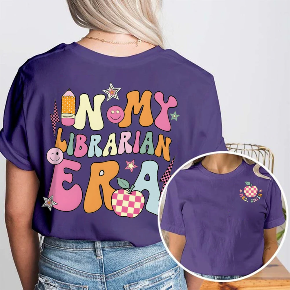 Personalized Name In My Librarian Era Apple t-shirt