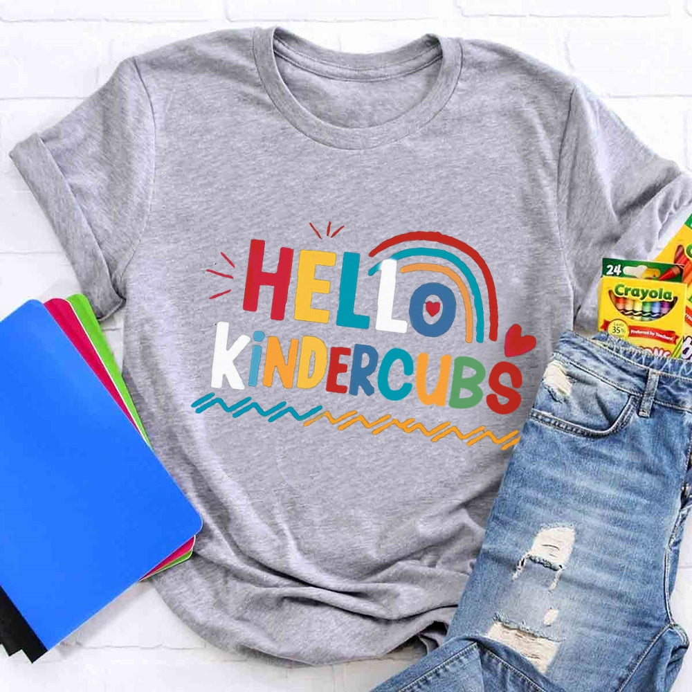Personalized Grade Hello Kindergarten Rainbow First Day Of School T-shirt