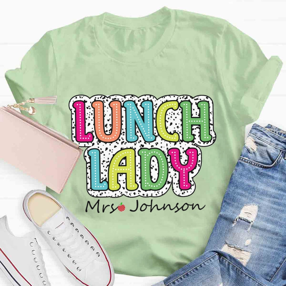 Personalized Name Lunch Lady Leopard Print T-shirt