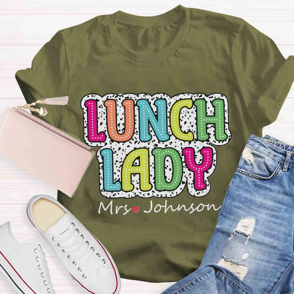 Personalized Name Lunch Lady Leopard Print T-shirt