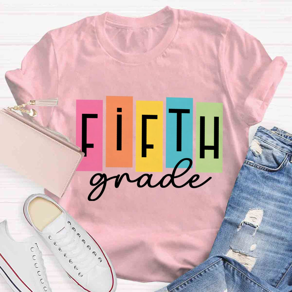 Personalized Grade Colorful Square Print T-shirt