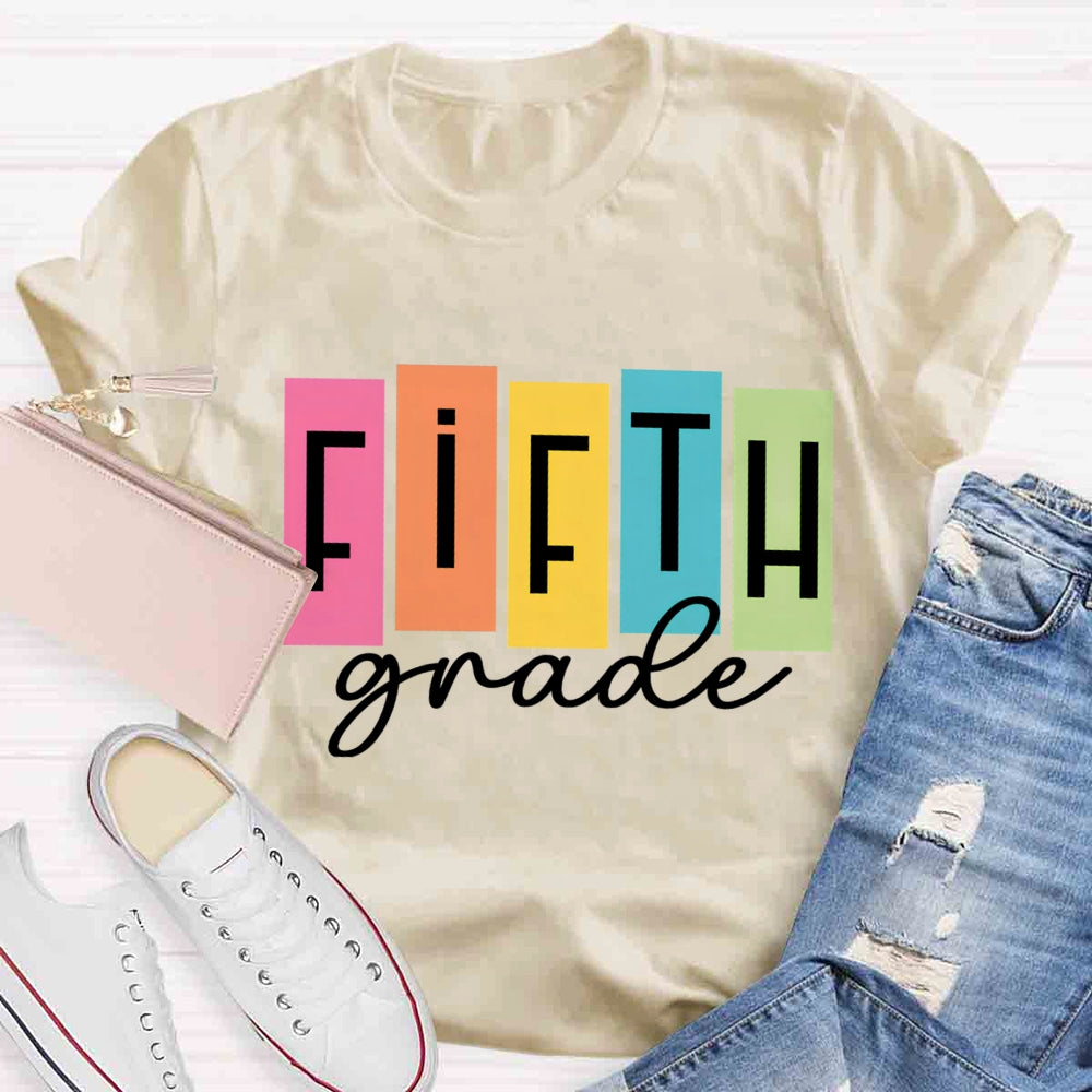 Personalized Grade Colorful Square Print T-shirt