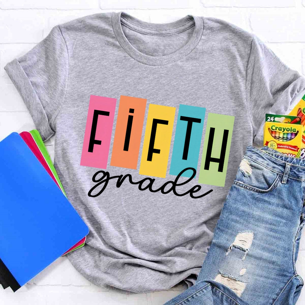 Personalized Grade Colorful Square Print T-shirt