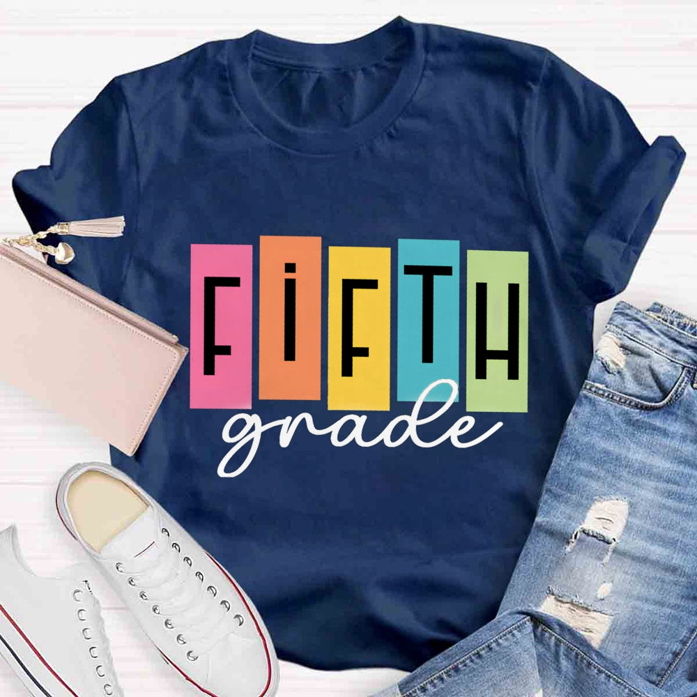 Personalized Grade Colorful Square Print T-shirt