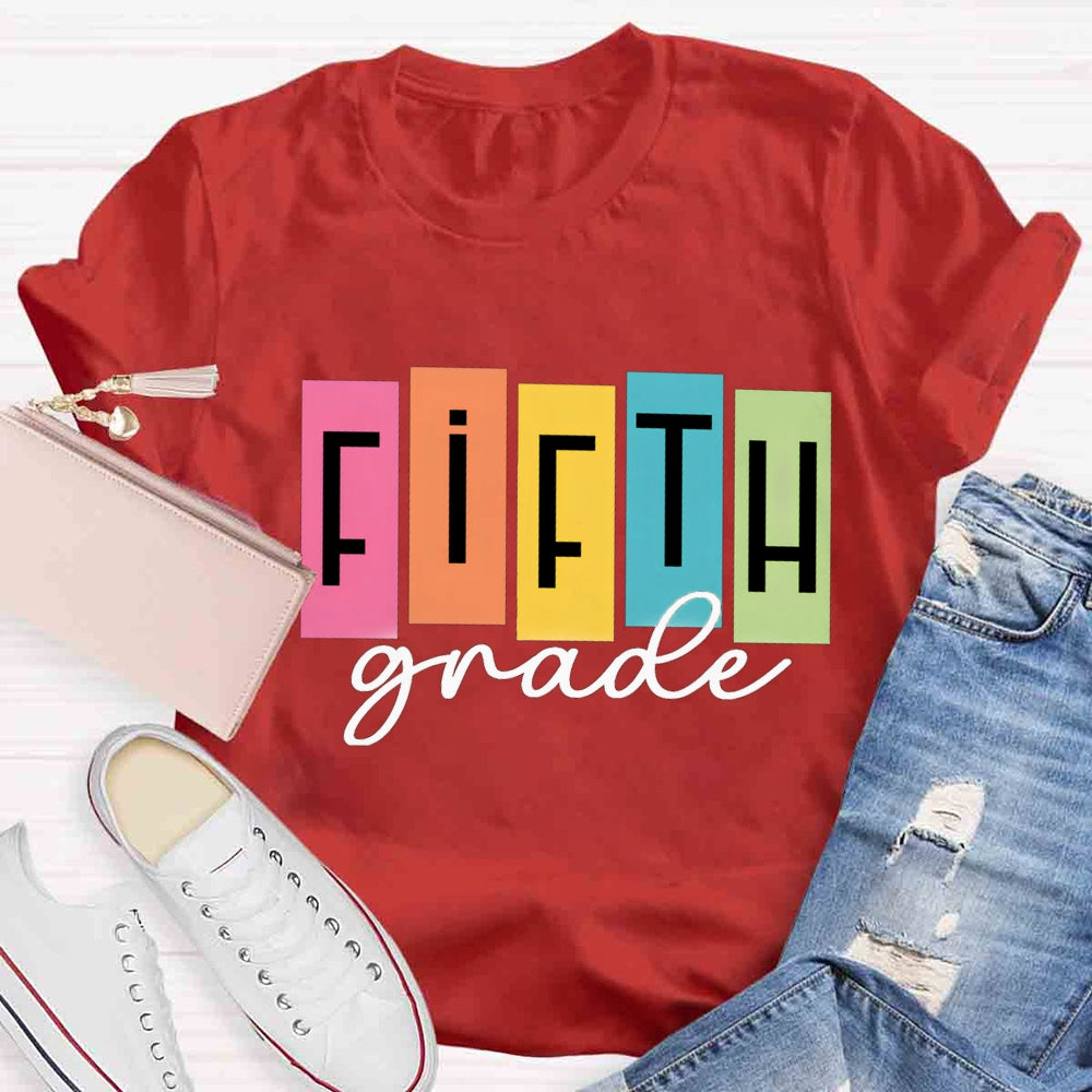 Personalized Grade Colorful Square Print T-shirt