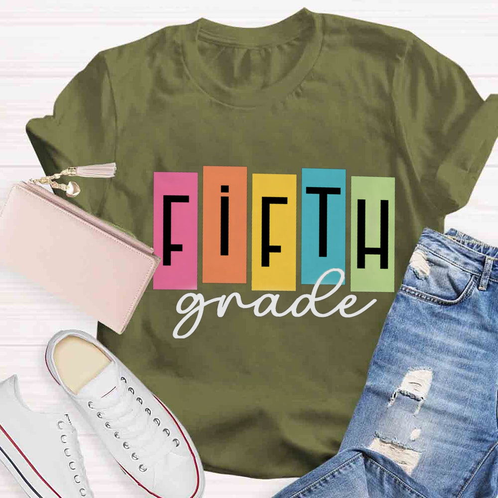 Personalized Grade Colorful Square Print T-shirt