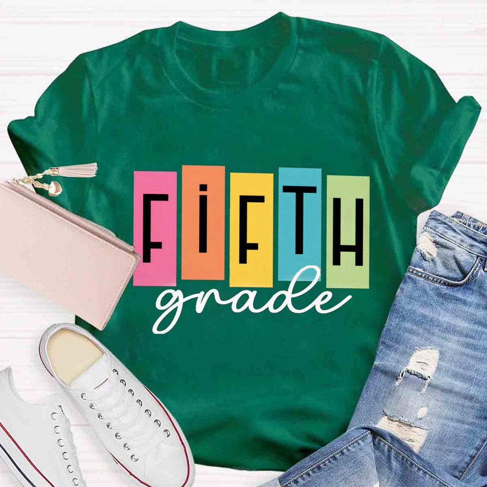 Personalized Grade Colorful Square Print T-shirt