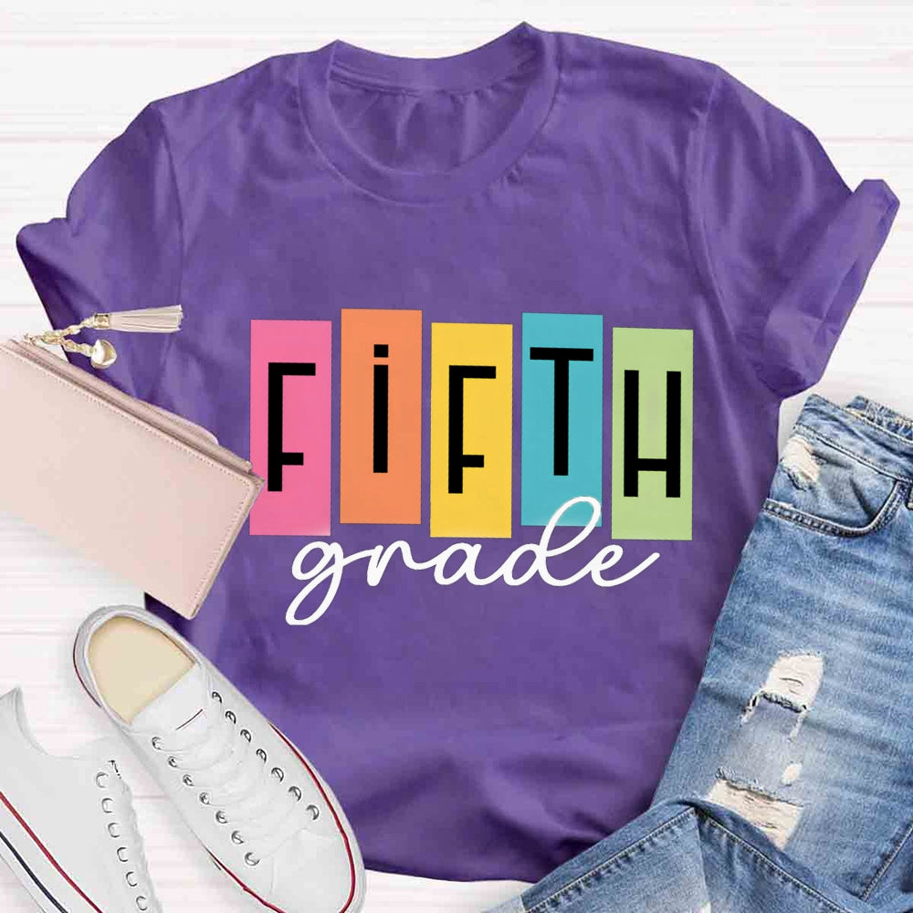Personalized Grade Colorful Square Print T-shirt