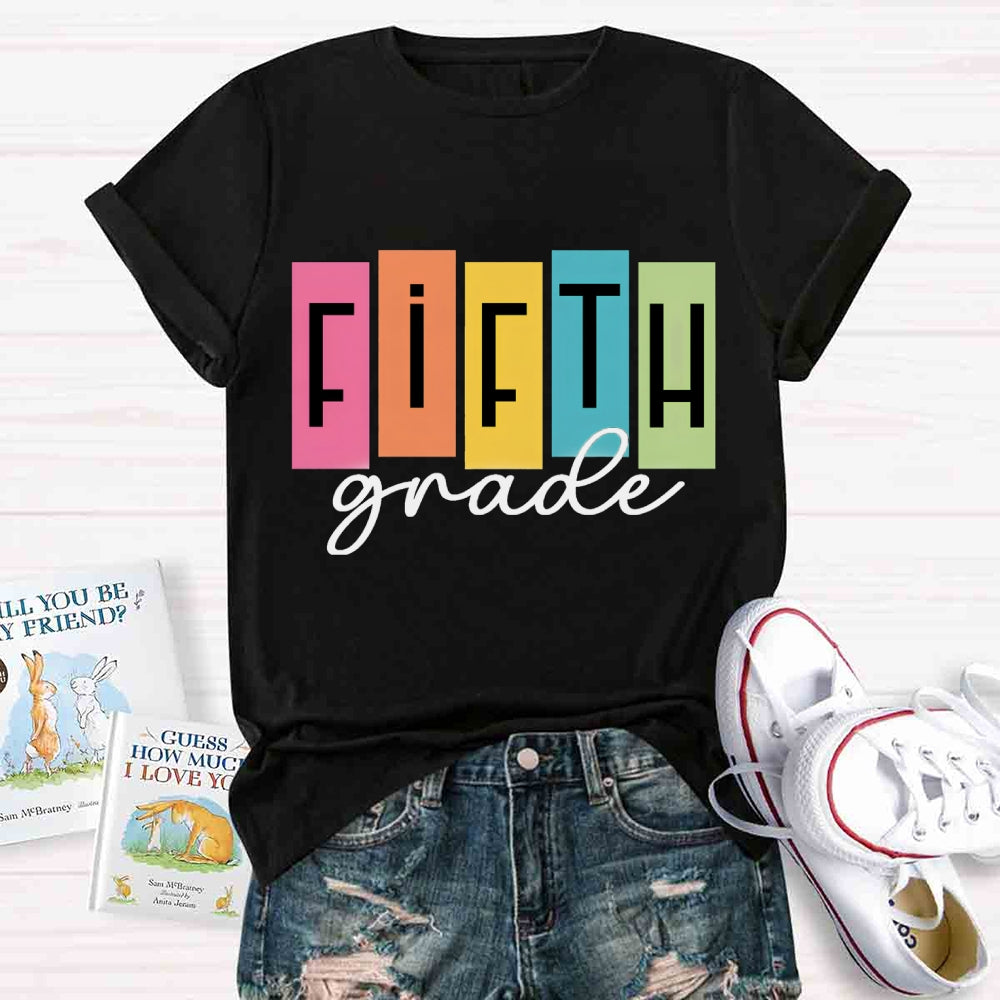 Personalized Grade Colorful Square Print T-shirt