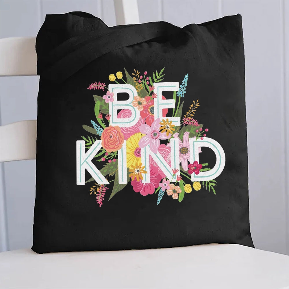 Floral Be Kind Canvas Tote Bag