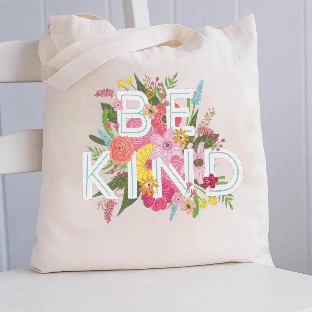 Floral Be Kind Canvas Tote Bag