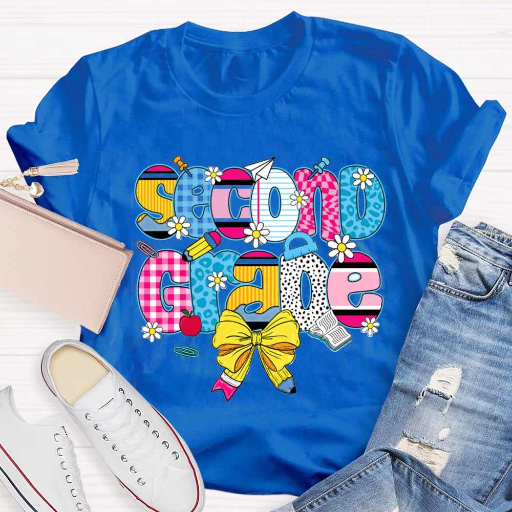 Personalized Name Yellow Bow And Daisies T-shirt