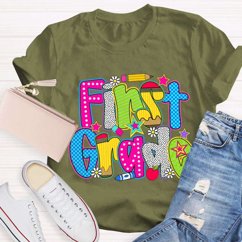Personalized Grade Pentagram Back To School Teacher T-shirt