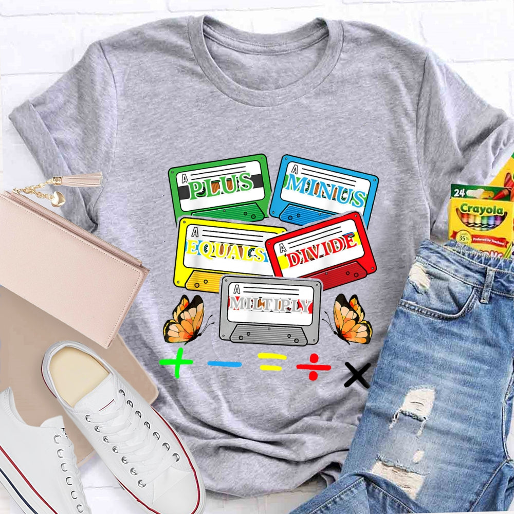 Plus Minus Equals Divide Multiply Math Teacher Butterfly T-shirt