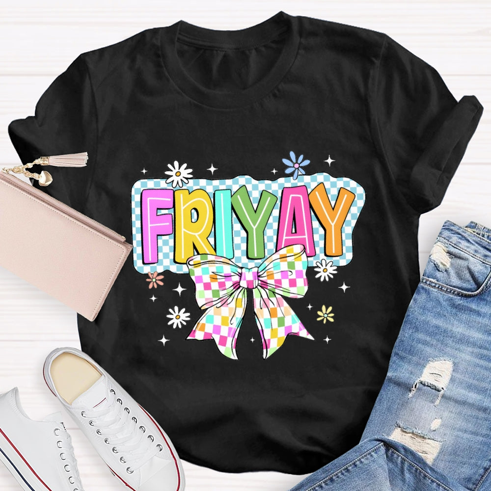 Friyay Bow Check print T-shirt