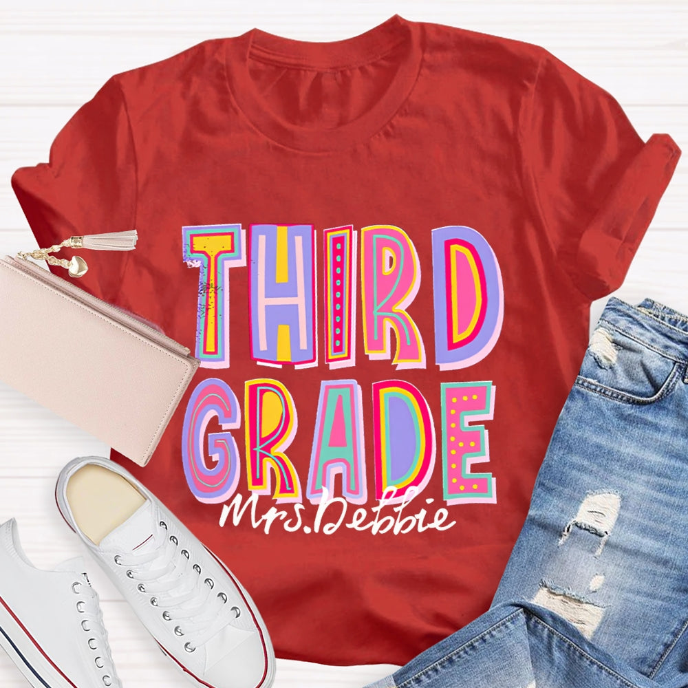 Personalized Your Grade And Name Teacher T-Shirt