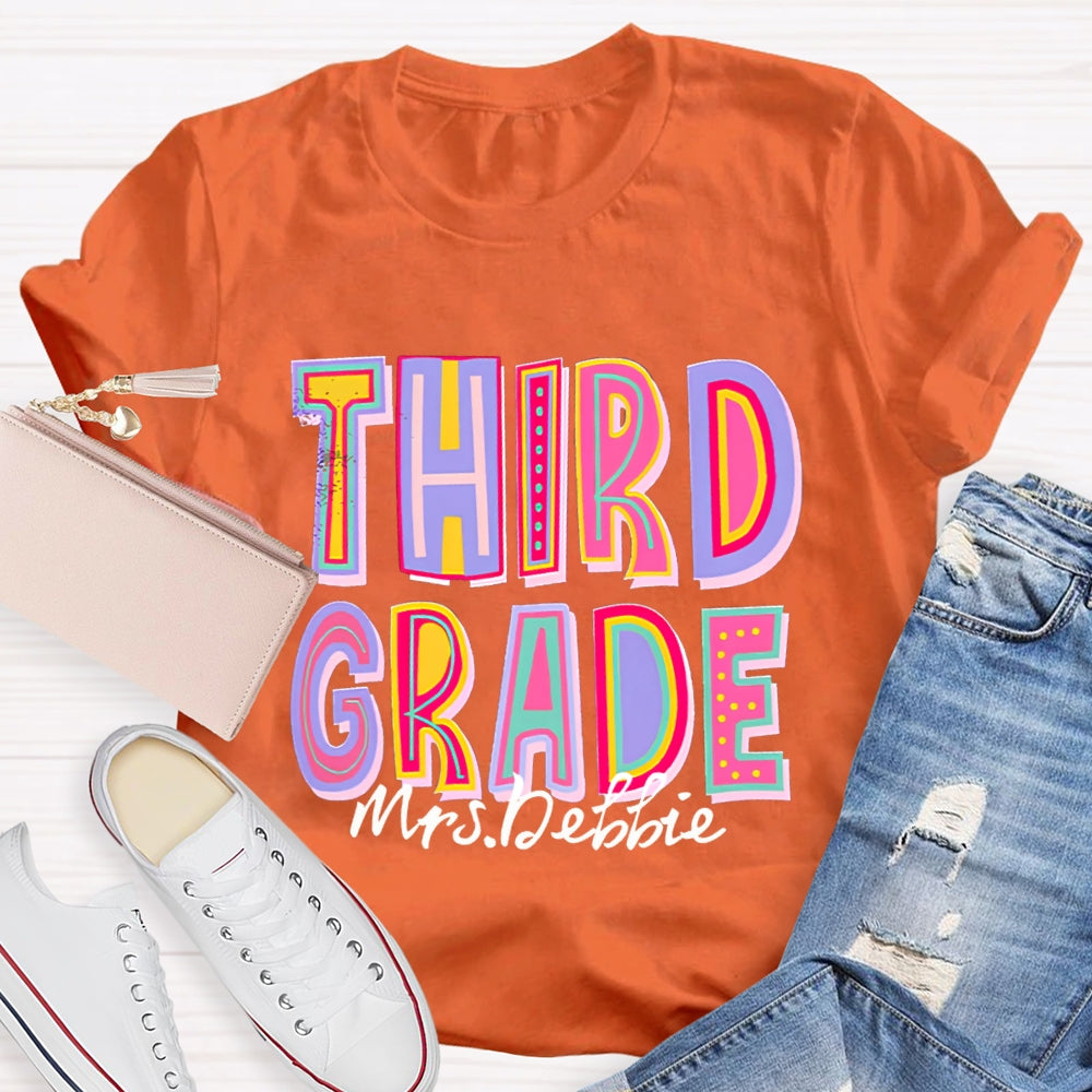 Personalized Your Grade And Name Teacher T-Shirt