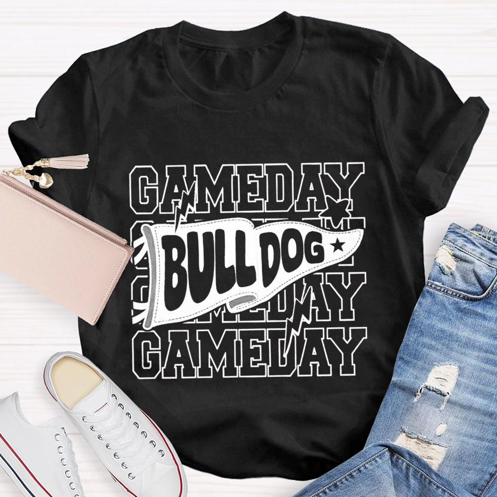 Personalized Mascon Bull Dog Flag Game Day T-Shirt