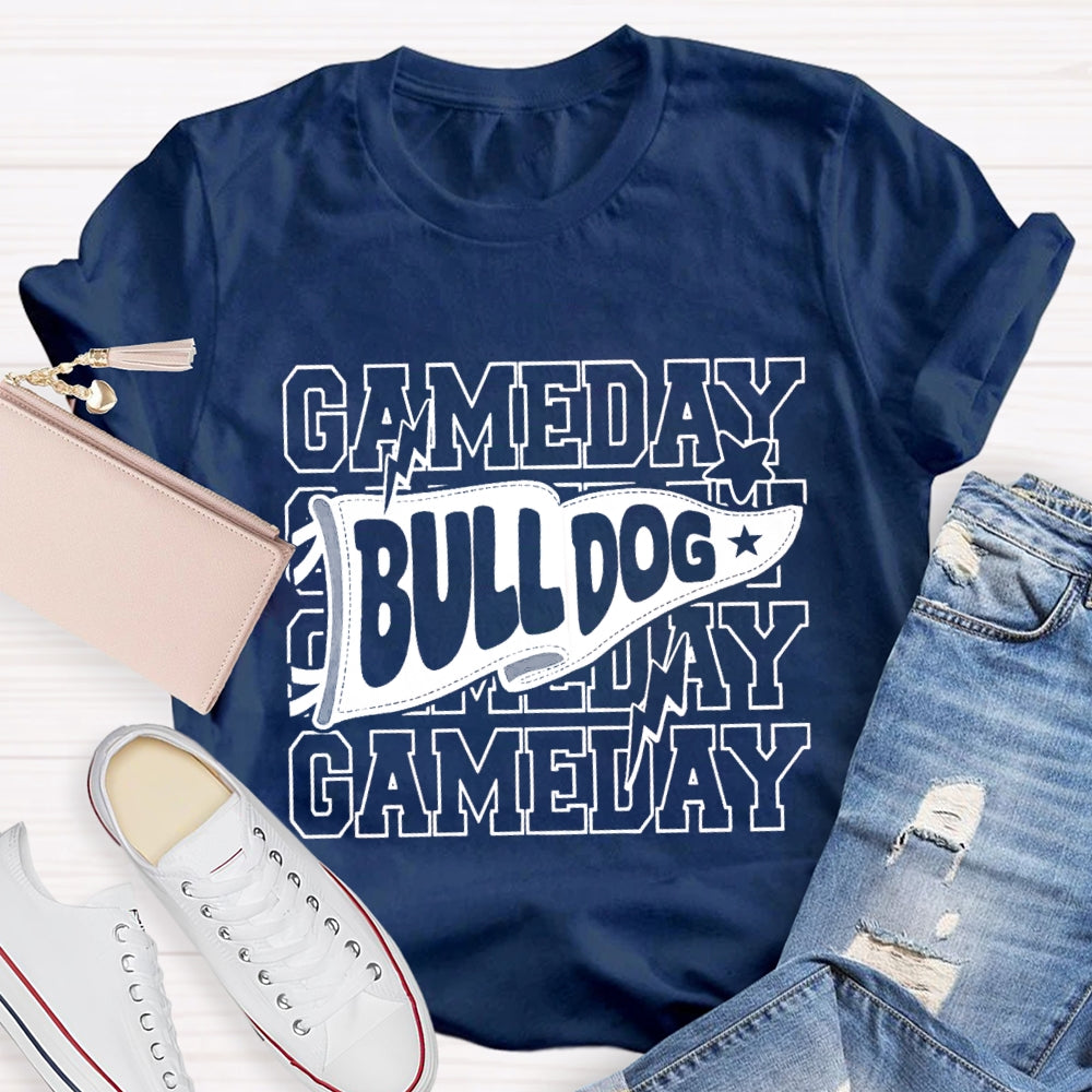 Personalized Mascon Bull Dog Flag Game Day T-Shirt