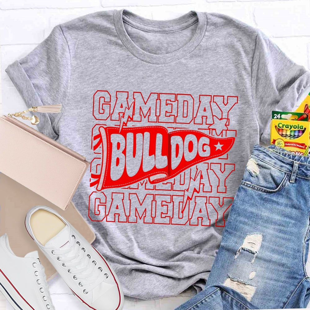 Personalized Mascon Bull Dog Flag Game Day T-Shirt