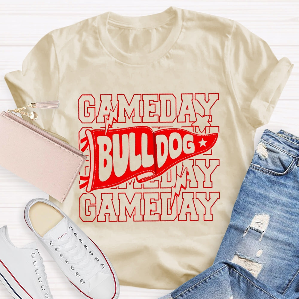 Personalized Mascon Bull Dog Flag Game Day T-Shirt