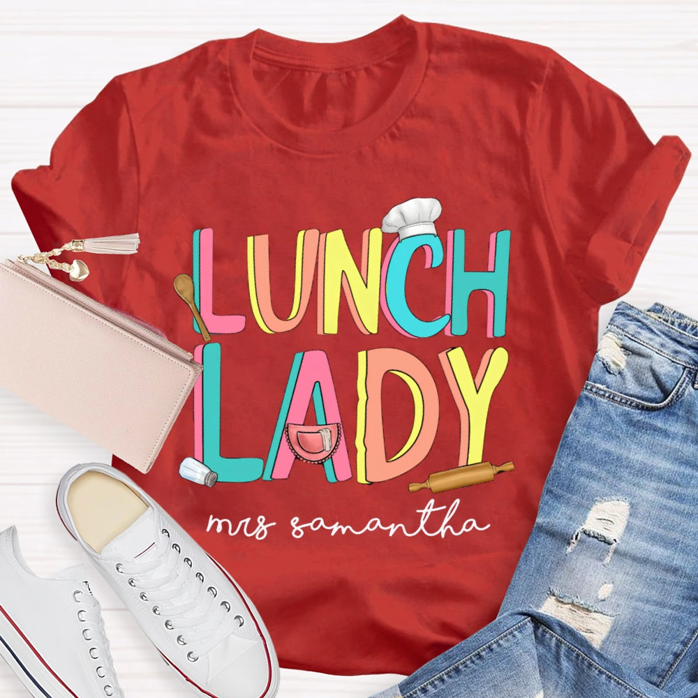 Personalized Name Lunch Lady Chef Hat T-shirt