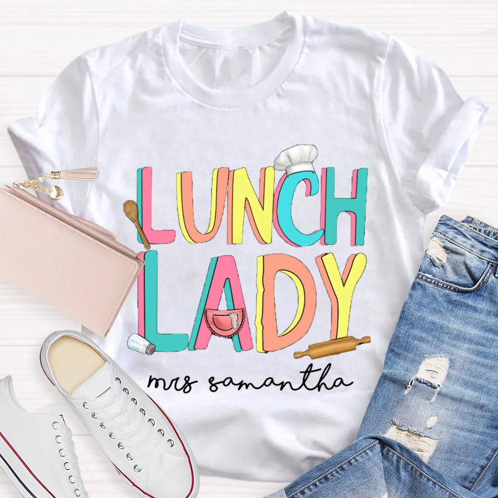 Personalized Name Lunch Lady Chef Hat T-shirt