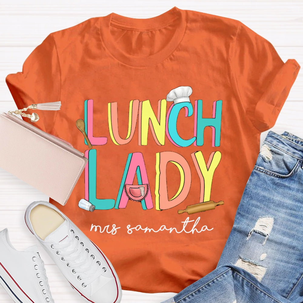 Personalized Name Lunch Lady Chef Hat T-shirt