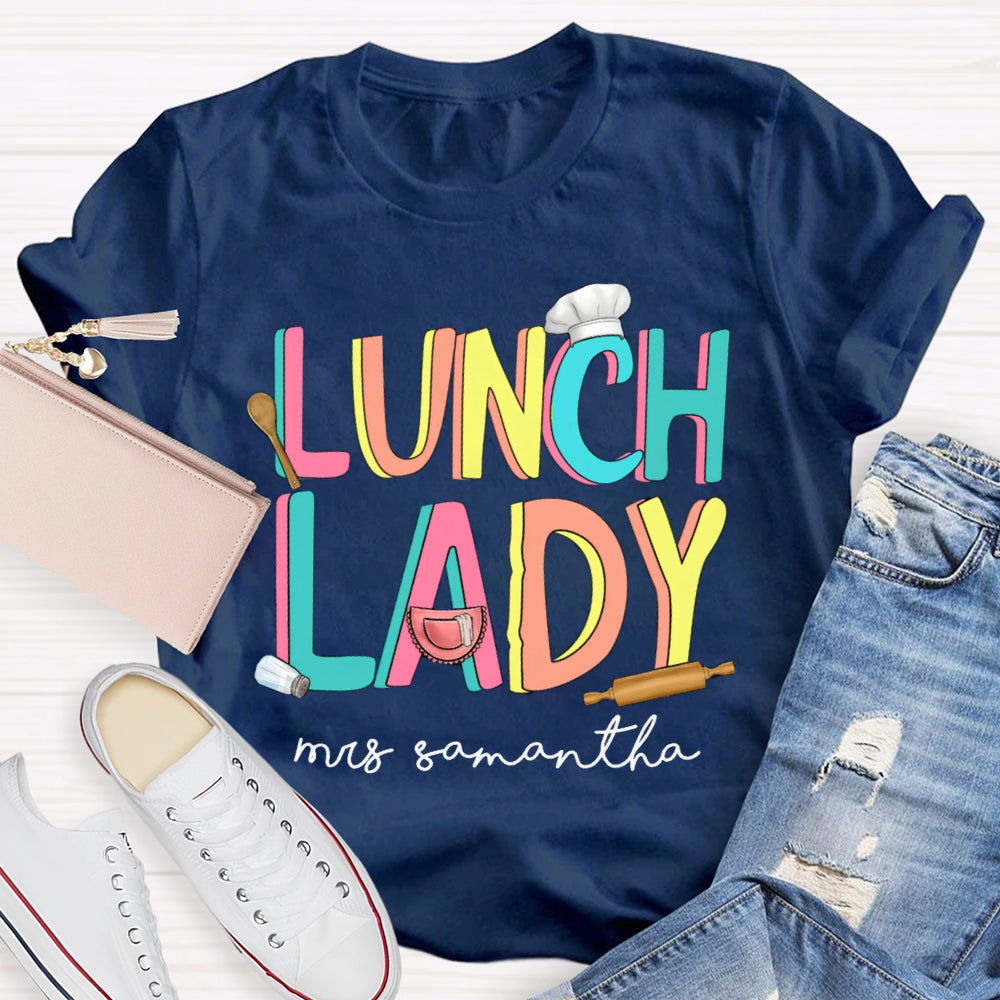 Personalized Name Lunch Lady Chef Hat T-shirt