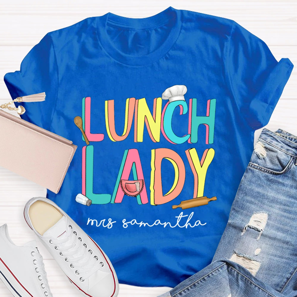 Personalized Name Lunch Lady Chef Hat T-shirt