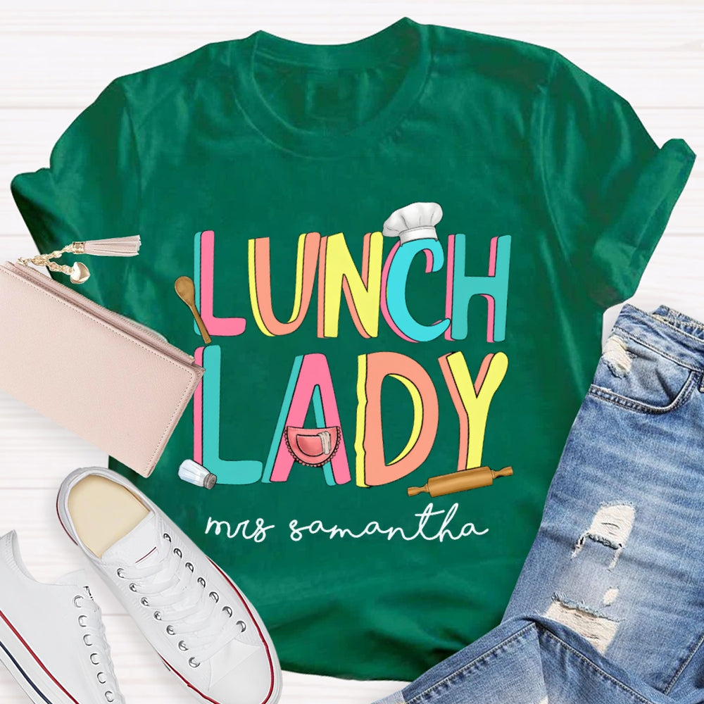 Personalized Name Lunch Lady Chef Hat T-shirt