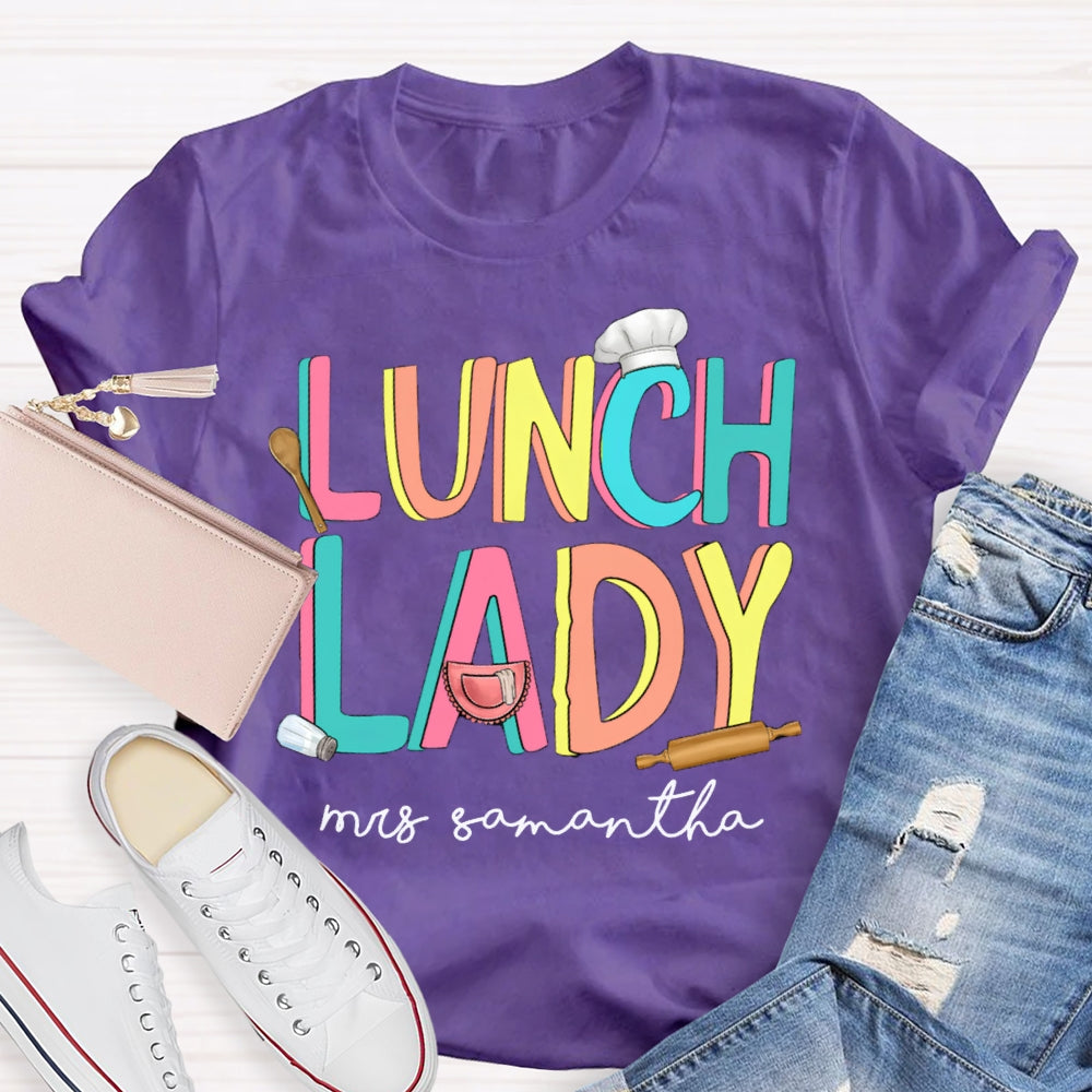 Personalized Name Lunch Lady Chef Hat T-shirt