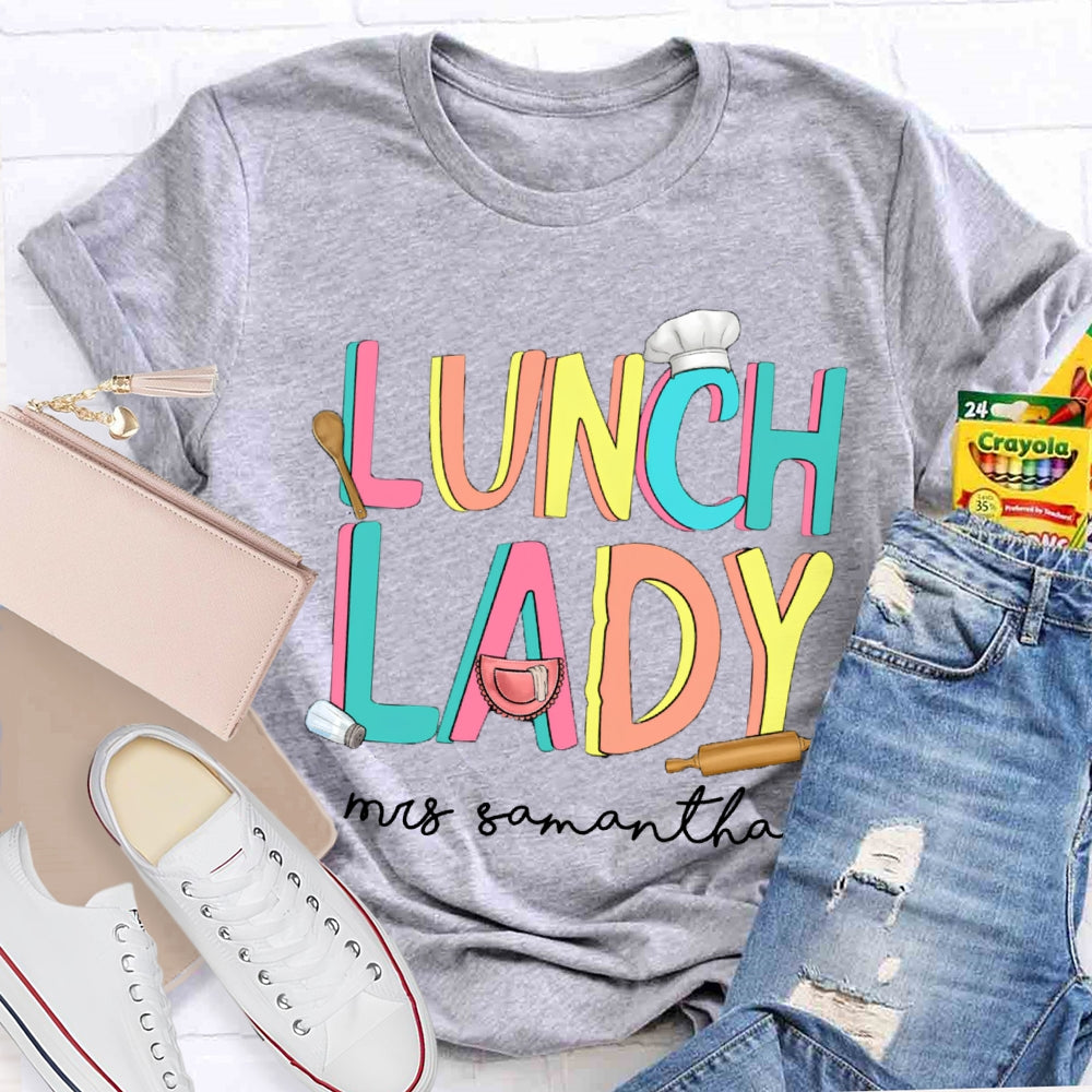 Personalized Name Lunch Lady Chef Hat T-shirt