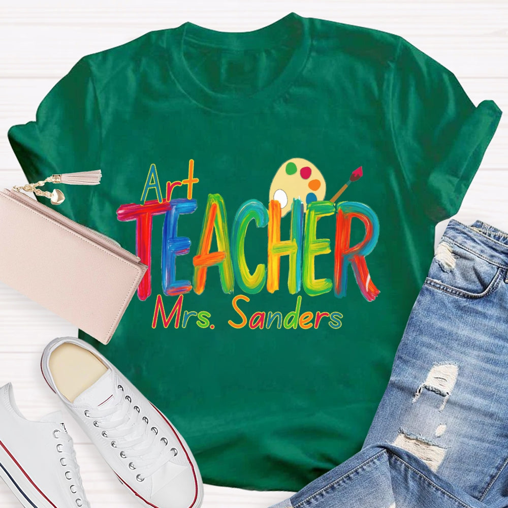 Personalized  Art Teacher Name Paint Tray T-shirt