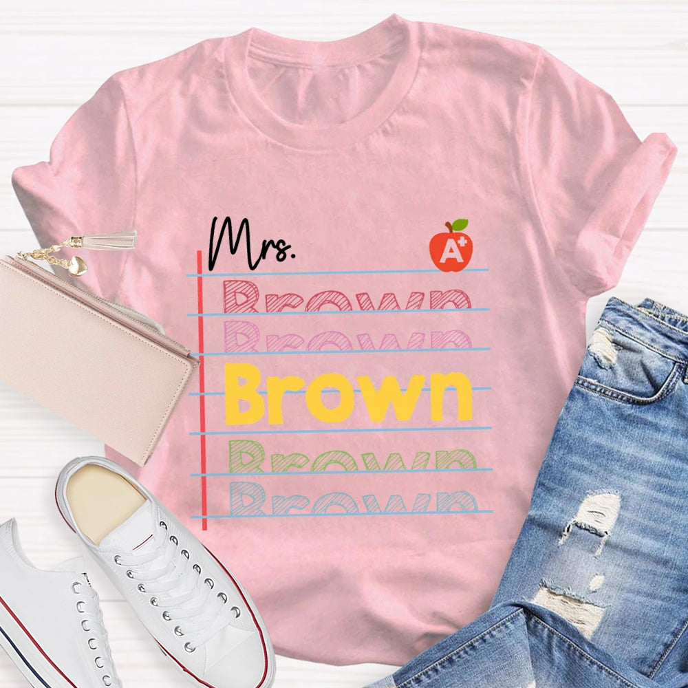 Personalized Name Red Apple Got A+ T-shirt