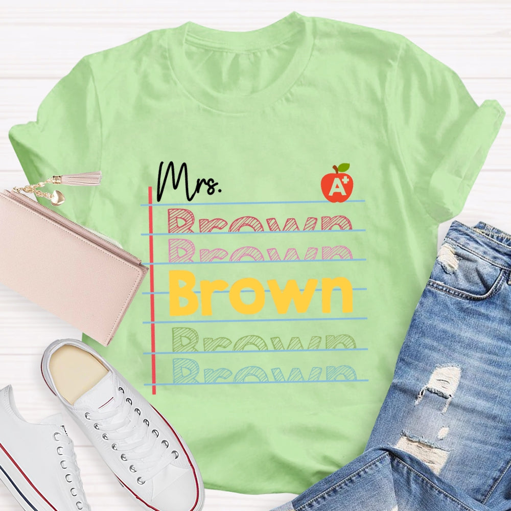 Personalized Name Red Apple Got A+ T-shirt