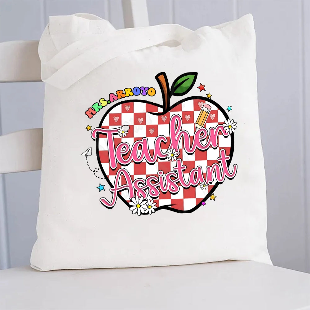 Personalized Grade Or Teacher Name Teacher Assistant  Canvas Tote Bag