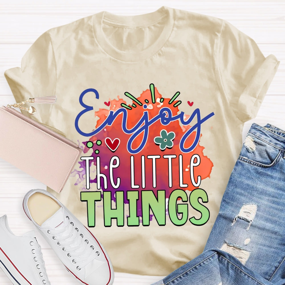 Enjoy The Little Things Colorful Tie-Dye Print Teacher T-shirt