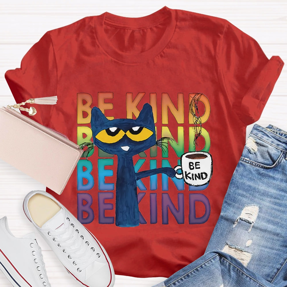 Be Kind Blue Cat Teacher T-shirt