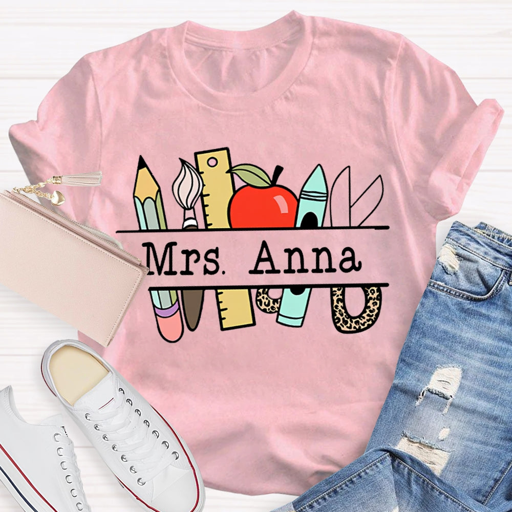 Personalized Teachers Name Text Letters Casual T-Shirt