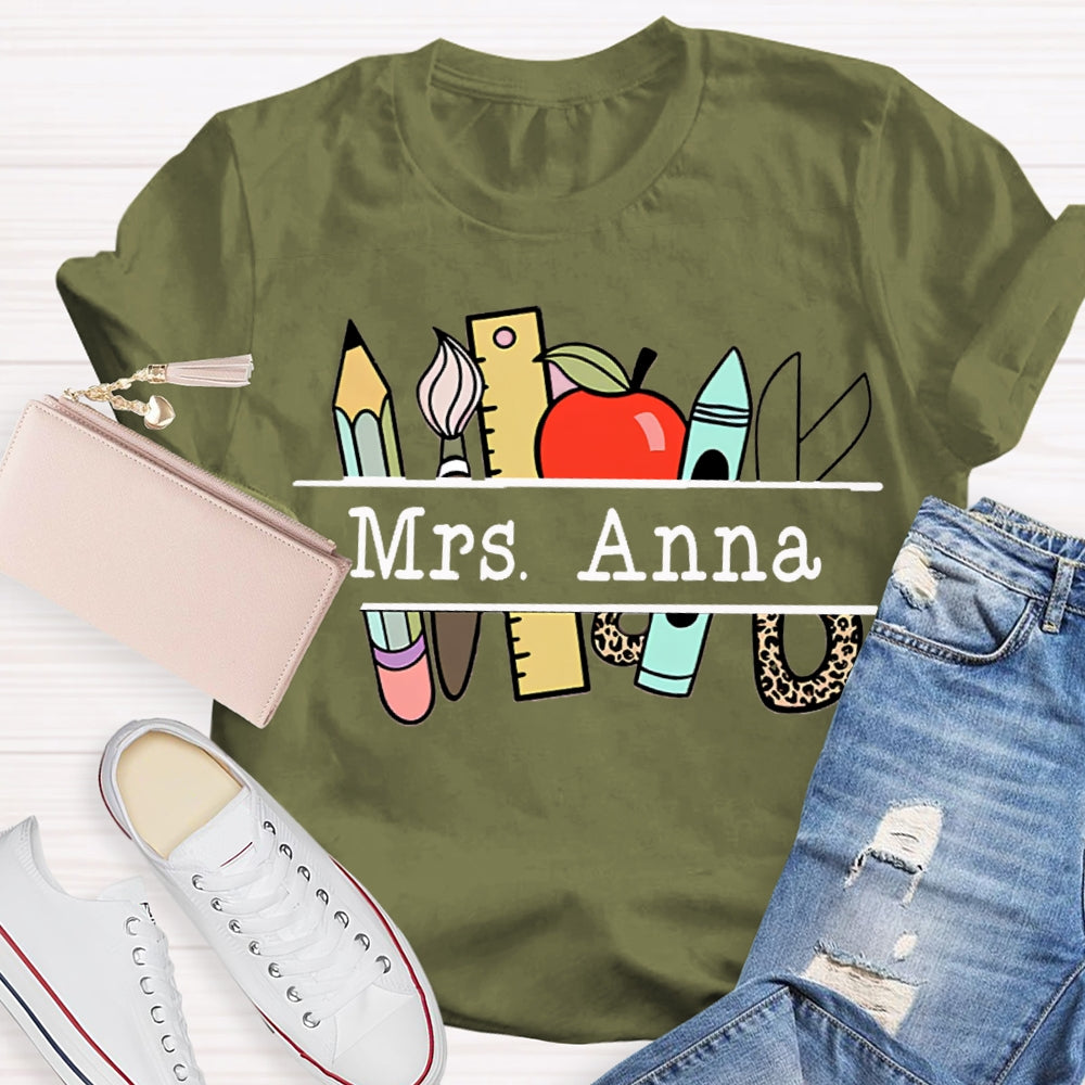 Personalized Teachers Name Text Letters Casual T-Shirt