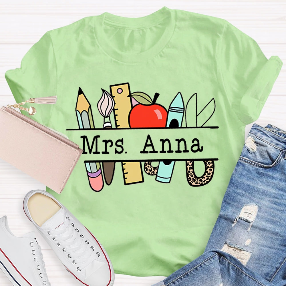 Personalized Teachers Name Text Letters Casual T-Shirt