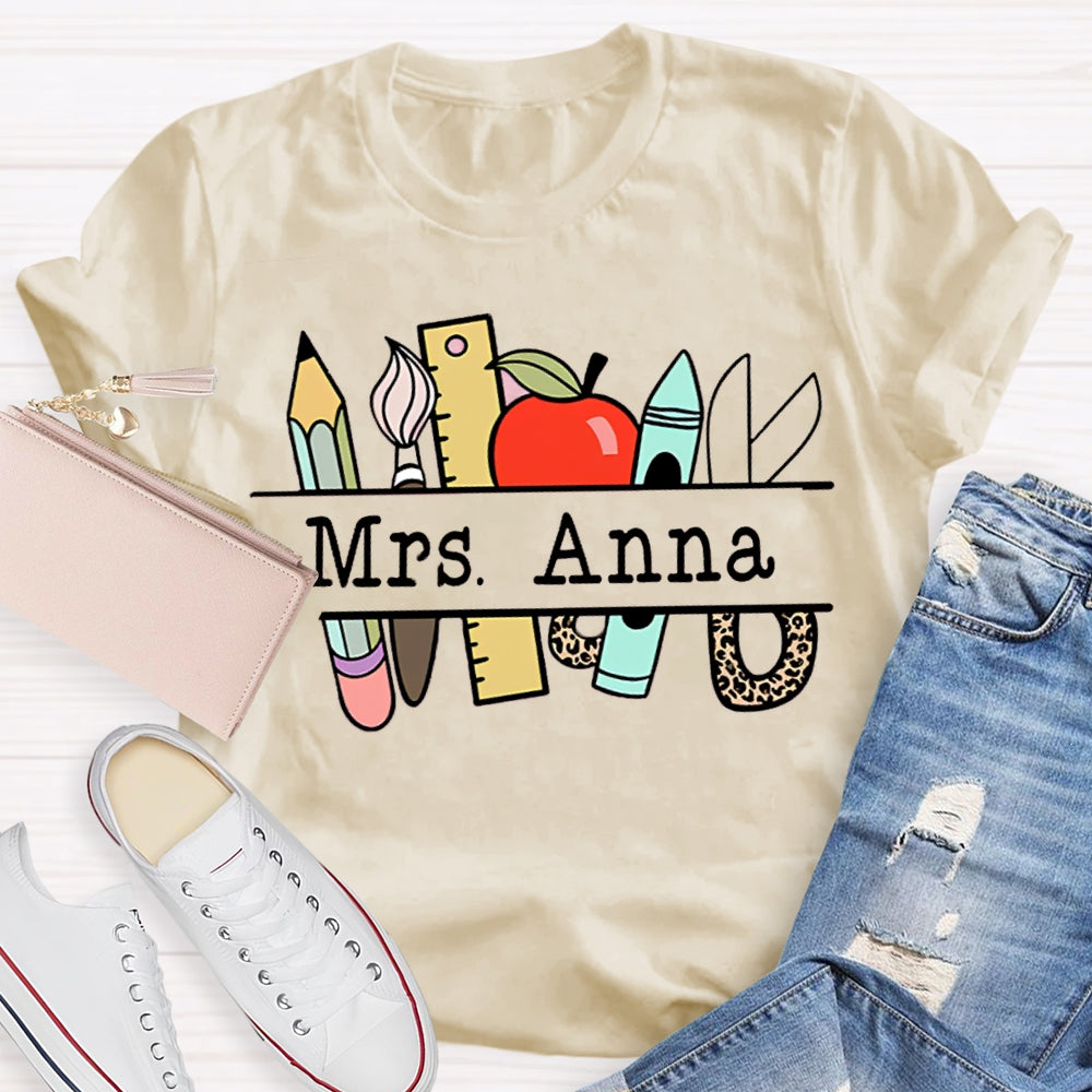 Personalized Teachers Name Text Letters Casual T-Shirt