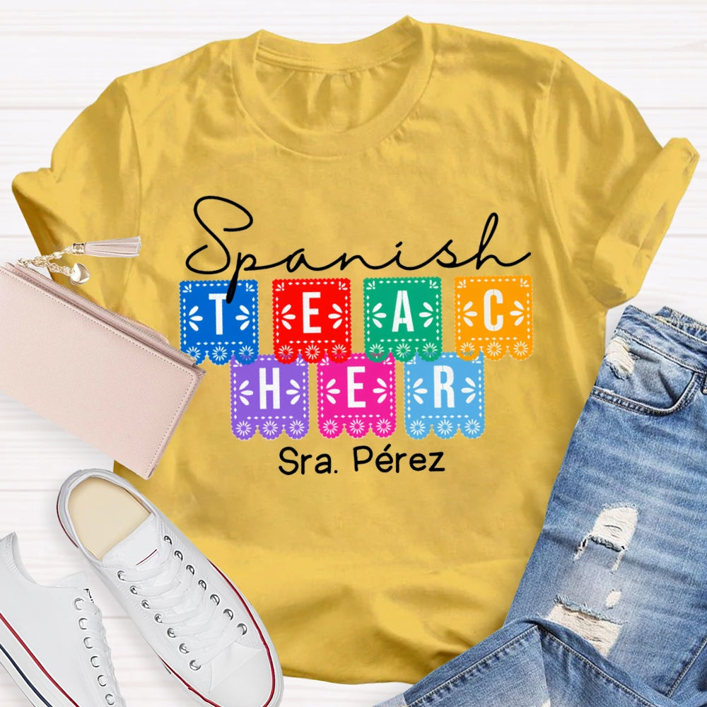 Personalized Name Spanish Bilingual Teacher T-shirt