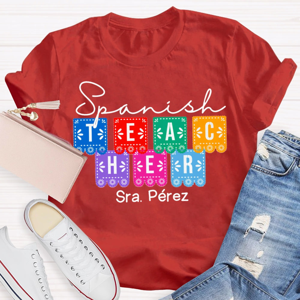 Personalized Name Spanish Bilingual Teacher T-shirt