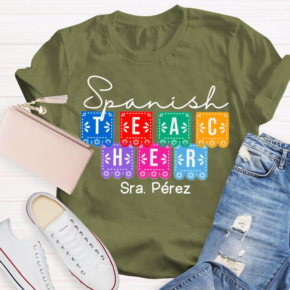 Personalized Name Spanish Bilingual Teacher T-shirt