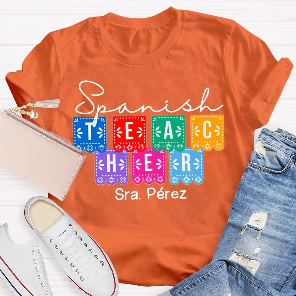 Personalized Name Spanish Bilingual Teacher T-shirt