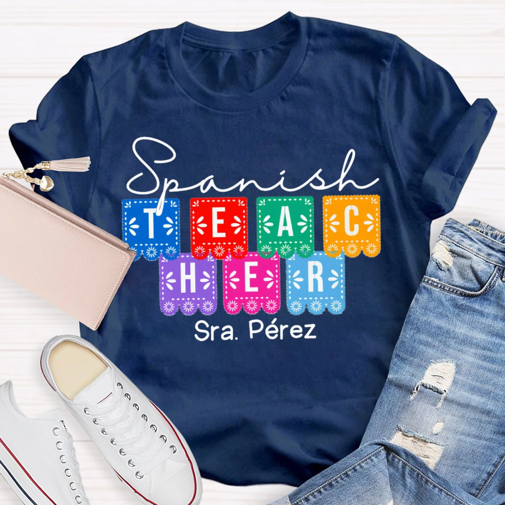 Personalized Name Spanish Bilingual Teacher T-shirt