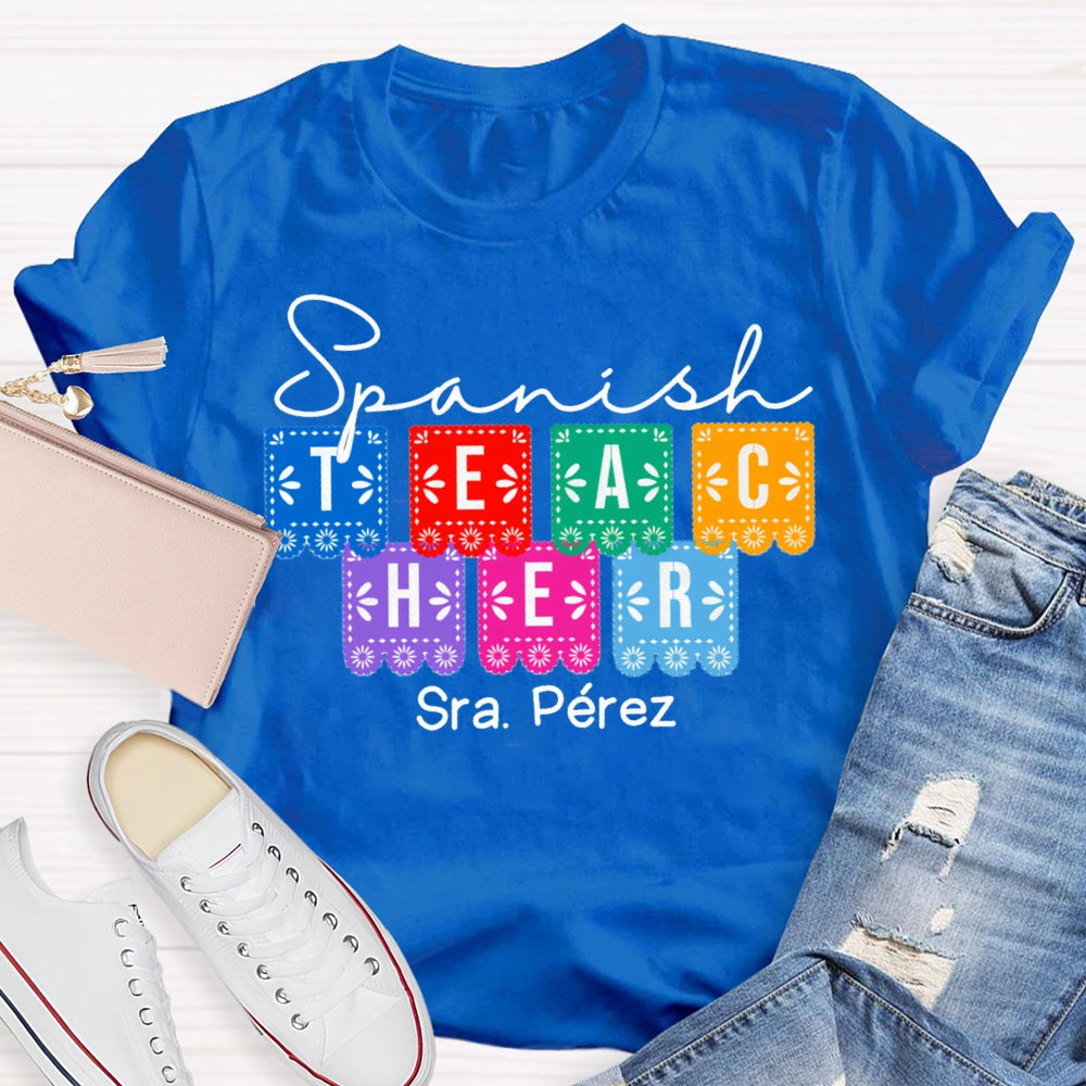Personalized Name Spanish Bilingual Teacher T-shirt