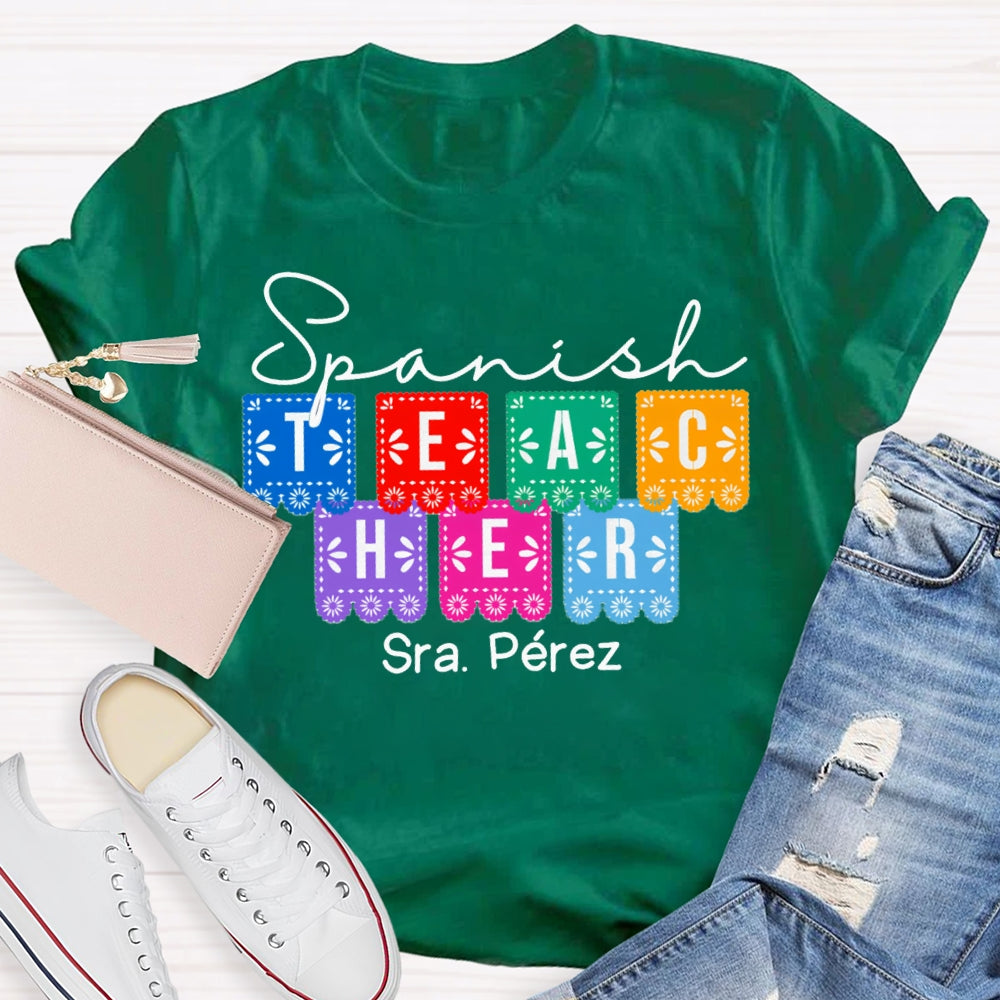 Personalized Name Spanish Bilingual Teacher T-shirt